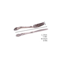 1:6 scale miniature silver plated knife and fork set, detailed dollhouse cutlery for action figures and miniature dining scenes