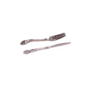 1:6 scale miniature silver plated knife and fork set, detailed dollhouse cutlery for action figures and miniature dining scenes