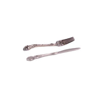 1:6 scale miniature silver plated knife and fork set, detailed dollhouse cutlery for action figures and miniature dining scenes