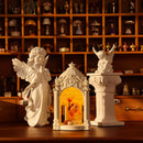Starry Dream Prelude European classical resin table lamp for home decor, featuring angel statues and ornate classical design on white background