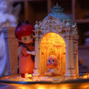 Starry Sky Melody European classical resin table lamp night light display, alternative angle showing warm ambient glow