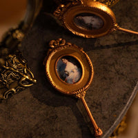 Vintage Handheld Mirror (with hand - painted back) - miniento