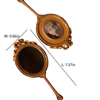 1.57 inch by 0.66 inch vintage miniature handheld mirror size dimensions