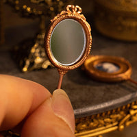 1.57" Vintage Miniature Handheld Mirror with Hand-Painted Back